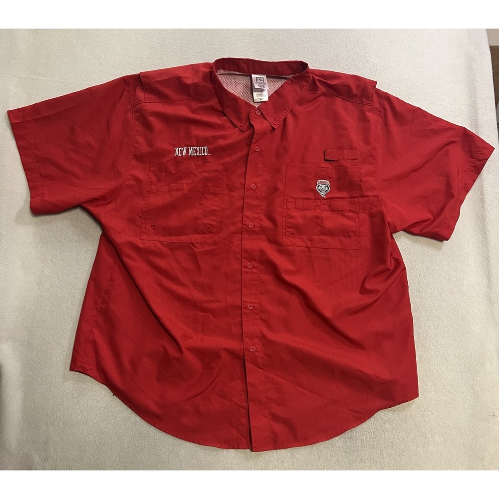 UNM New Mexico Lobos Shirt Men's Size 2XL Red Vented Hiking Fishing Outdoors